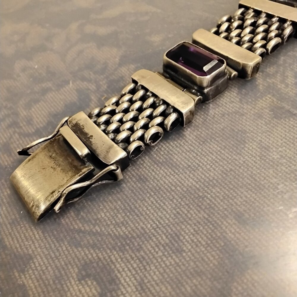 Vintage Heavy Sterling Silver Bracelet - Picture 11 of 14